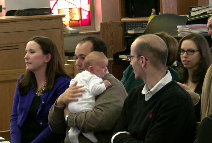 Garrett, in church for his Baptism